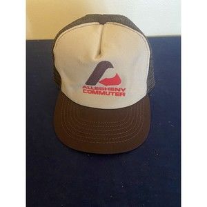 Vintage Allegheny Commuter Hat Cap Tan/Brown Trucker Snapback